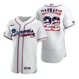 Atlanta Braves #22 Nick Markakis Men's Nike White Fluttering USA Flag Limited Edition Authentic MLB Jersey