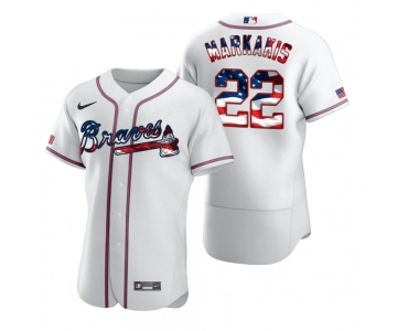 Atlanta Braves #22 Nick Markakis Men's Nike White Fluttering USA Flag Limited Edition Authentic MLB Jersey