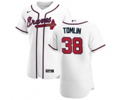 Atlanta Braves #38 Josh Tomlin Men's Nike White Home 2020 Authentic Player MLB Jersey