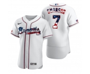 Atlanta Braves #7 Dansby Swanson Men's Nike White Fluttering USA Flag Limited Edition Authentic MLB Jersey