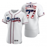 Atlanta Braves #77 Luke Jackson Men's Nike White Fluttering USA Flag Limited Edition Authentic MLB Jersey