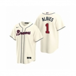 Men's Atlanta Braves #1 Ozzie Albies Nike Cream 2020 Replica Alternate Jersey