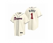 Men's Atlanta Braves #1 Ozzie Albies Nike Cream 2020 Replica Alternate Jersey