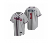 Men's Atlanta Braves #1 Ozzie Albies Nike Gray 2020 Replica Road Jersey