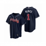 Men's Atlanta Braves #1 Ozzie Albies Nike Navy 2020 Replica Alternate Jersey