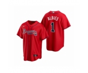 Men's Atlanta Braves #1 Ozzie Albies Nike Red 2020 Replica Alternate Jersey