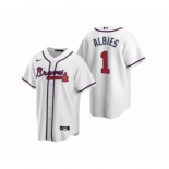 Men's Atlanta Braves #1 Ozzie Albies Nike White 2020 Replica Home Jersey