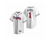 Men's Atlanta Braves #1 Ozzie Albies Nike White 2020 Replica Home Jersey