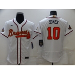 Men's Atlanta Braves #10 Chipper Jones 2022 White Gold World Series Champions Program Flex Base Stitched Baseball Jersey