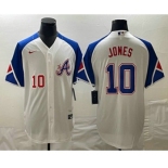 Men's Atlanta Braves #10 Chipper Jones Number White 2023 City Connect Cool Base Stitched Jersey