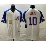 Men's Atlanta Braves #10 Chipper Jones Number White 2023 City Connect Cool Base Stitched Jerseys