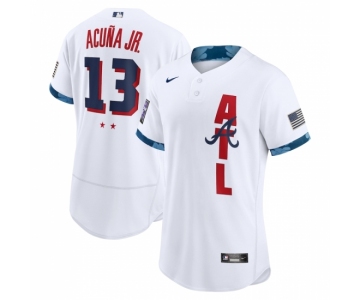 Men's Atlanta Braves #13 Ronald Acuña Jr. Nike White 2021 MLB All-Star Authentic Player Jersey