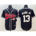 Men's Atlanta Braves #13 Ronald Acuna Jr Black Cool Base Stitched Baseball Jersey1