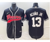 Men's Atlanta Braves #13 Ronald Acuna Jr Black Cool Base Stitched Baseball Jersey