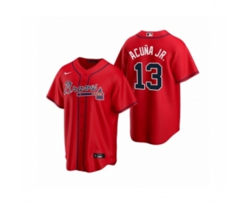 Men's Atlanta Braves #13 Ronald Acuna Jr. Nike Red 2020 Replica Alternate Jersey