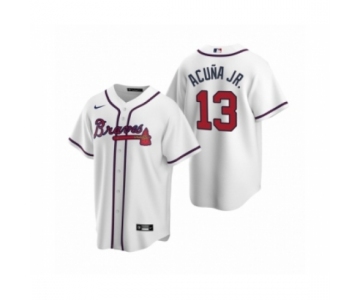 Men's Atlanta Braves #13 Ronald Acuna Jr. Nike White 2020 Replica Home Jersey