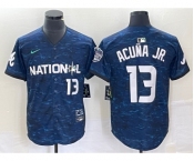 Men's Atlanta Braves #13 Ronald Acuna Jr Number Royal 2023 All Star Cool Base Stitched Baseball Jersey