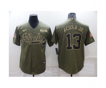 Men's Atlanta Braves #13 Ronald Acuna Jr. Salute To Service Stitched Baseball Jersey