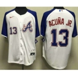 Men's Atlanta Braves #13 Ronald Acuna Jr White 2013 City Cool base Jersey