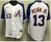 Men's Atlanta Braves #13 Ronald Acuna Jr White 2013 City Cool base Jersey