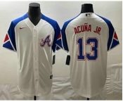 Men's Atlanta Braves #13 Ronald Acuna Jr White 2023 City Connect Cool Base Stitched Jersey