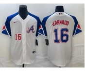 Men's Atlanta Braves #16 Travis dArnaud Number White 2023 City Connect Cool Base Stitched Jersey