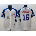 Men's Atlanta Braves #16 Travis dArnaud Number White 2023 City Connect Cool Base Stitched Jerseys