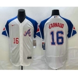 Men's Atlanta Braves #16 Travis dArnaud Number White 2023 City Connect Flex Base Stitched Jersey