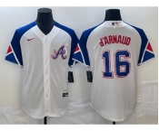 Men's Atlanta Braves #16 Travis dArnaud White 2023 City Connect Cool Base Stitched Jersey