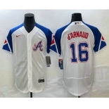 Men's Atlanta Braves #16 Travis dArnaud White 2023 City Connect Flex Base Stitched Jersey