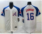 Men's Atlanta Braves #16 Travis dArnaud White 2023 City Connect Flex Base Stitched Jersey