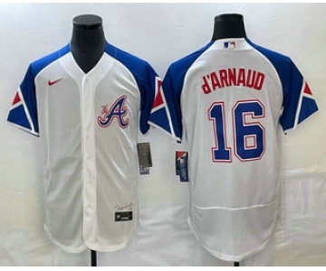 Men's Atlanta Braves #16 Travis dArnaud White 2023 City Connect Flex Base Stitched Jersey