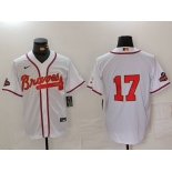 Men's Atlanta Braves #17 Andy Messersmith White Gold World Series Champions Cool Base Stitched Jersey