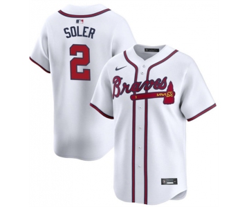 Men's Atlanta Braves #2 Jorge Soler White 2024 Home Limited Stitched Baseball Jersey