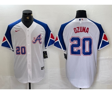 Men's Atlanta Braves #20 Marcell Ozuna Number White 2023 City Connect Flex Base Stitched Jersey