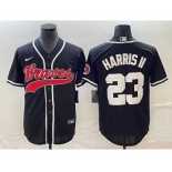 Men's Atlanta Braves #23 Michael Harris II Black Cool Base Stitched Baseball Jersey1