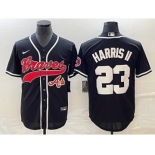 Men's Atlanta Braves #23 Michael Harris II Black Cool Base Stitched Baseball Jersey