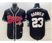 Men's Atlanta Braves #23 Michael Harris II Black Cool Base Stitched Baseball Jersey