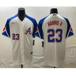 Men's Atlanta Braves #23 Michael Harris II Number White 2023 City Connect Cool Base Stitched Jersey