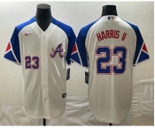 Men's Atlanta Braves #23 Michael Harris II Number White 2023 City Connect Cool Base Stitched Jersey