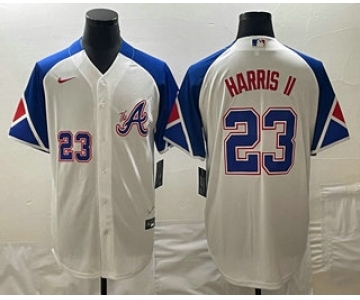 Mens Atlanta Braves #23 Michael Harris II Number White 2023 City Connect Cool Base Stitched Jersey