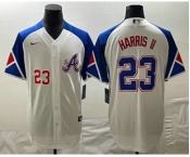 Men's Atlanta Braves #23 Michael Harris II Number White 2023 City Connect Cool Base Stitched Jerseys