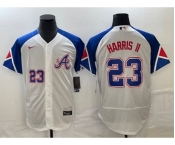 Men's Atlanta Braves #23 Michael Harris II Number White 2023 City Connect Flex Base Stitched Baseball Jersey1