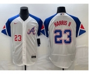 Men's Atlanta Braves #23 Michael Harris II Number White 2023 City Connect Flex Base Stitched Baseball Jersey