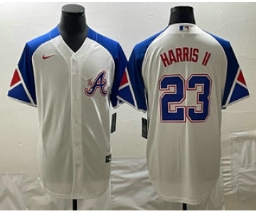 Men's Atlanta Braves #23 Michael Harris II White 2023 City Connect Cool Base Stitched Jersey