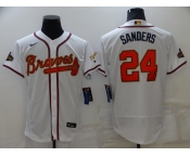 Men's Atlanta Braves #24 Deion Sanders 2022 White Gold World Series Champions Program Flex Base Stitched Baseball Jersey