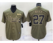 Men's Atlanta Braves #27 Austin Riley 2021 Olive Salute To Service Limited Stitched Jersey