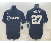 Men's Atlanta Braves #27 Austin Riley Black Turn Back The Clock Stitched Cool Base Jersey