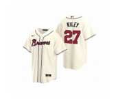 Men's Atlanta Braves #27 Austin Riley Nike Cream 2020 Replica Alternate Jersey