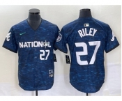 Men's Atlanta Braves #27 Austin Riley Number Royal 2023 All Star Cool Base Stitched Baseball Jersey